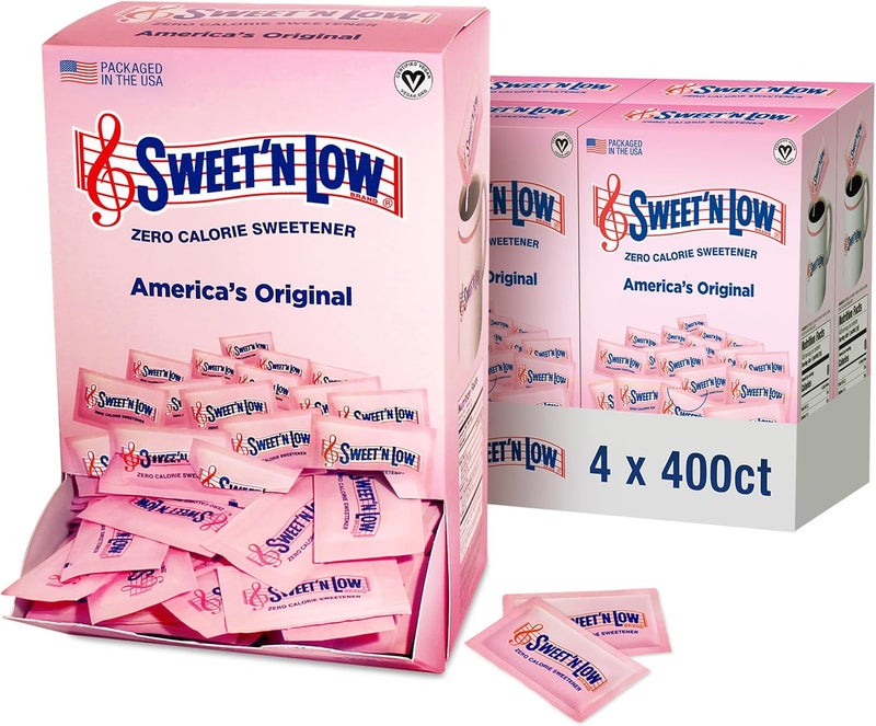 SWEET'N LOW محلي سويت إن لو صفر السعرات الحرارية - 400 عبوة (4 عبوات) - بديل السكر للطهي، الخبز، القهوة، والشاي - Image 1
